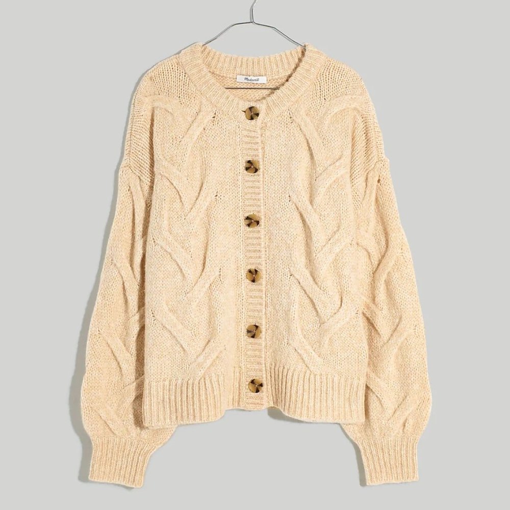 Madewell Plus Cable Ashmont Cardigan Sweater